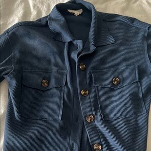 Blue Button-Up Shirt with Pockets